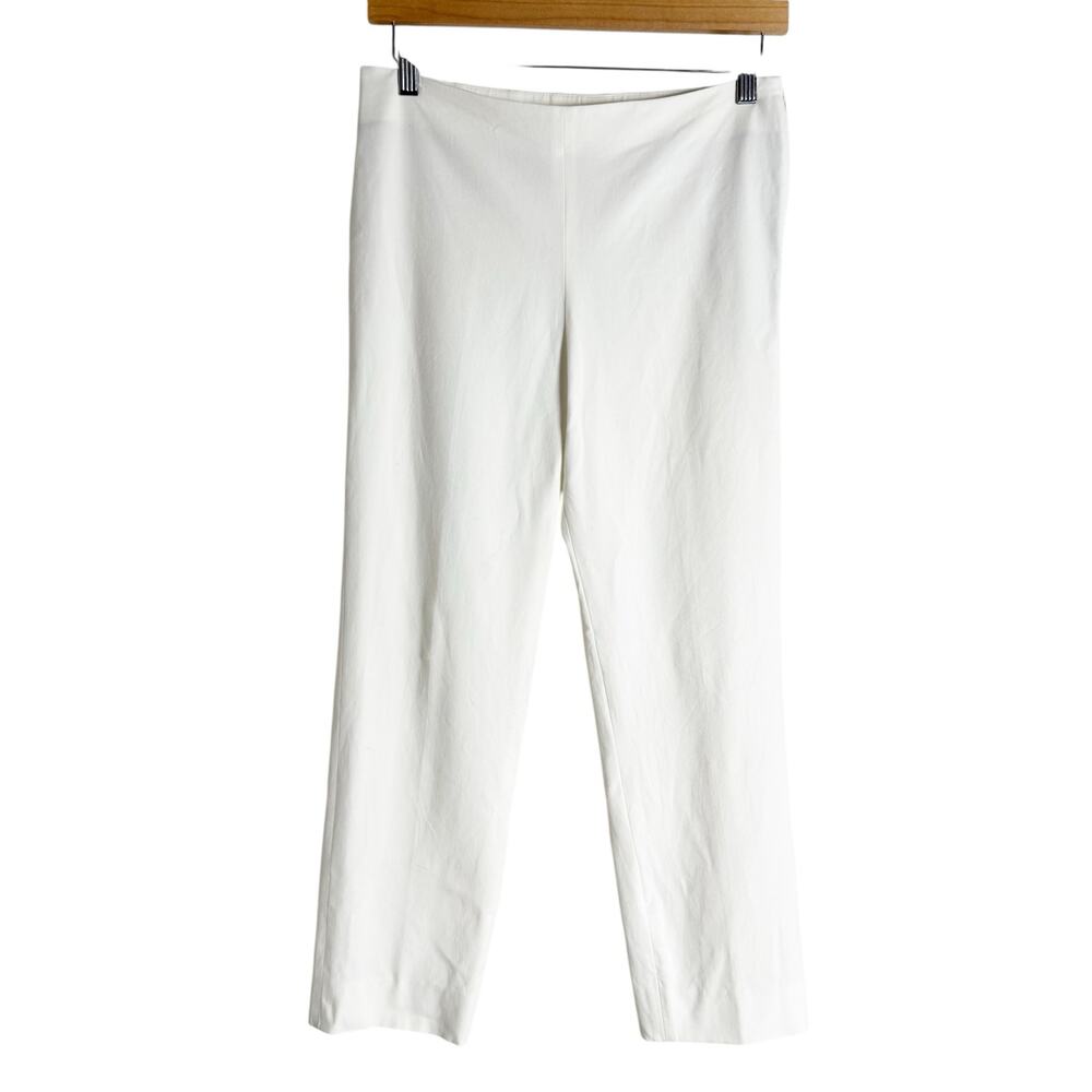 Brunello Cucinelli White Mid Rise Straight Leg Flat Front Trouser Dress Pants 6